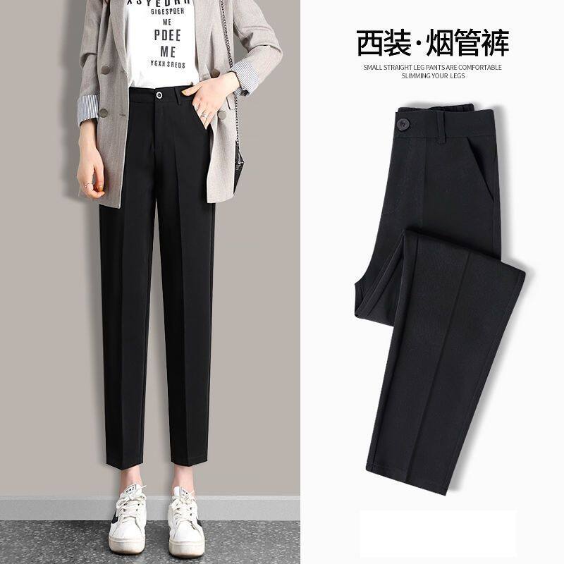 Student suit pants women's spring and summer loose 2023 thin new high waist and thin nine -point small casual straight pants
