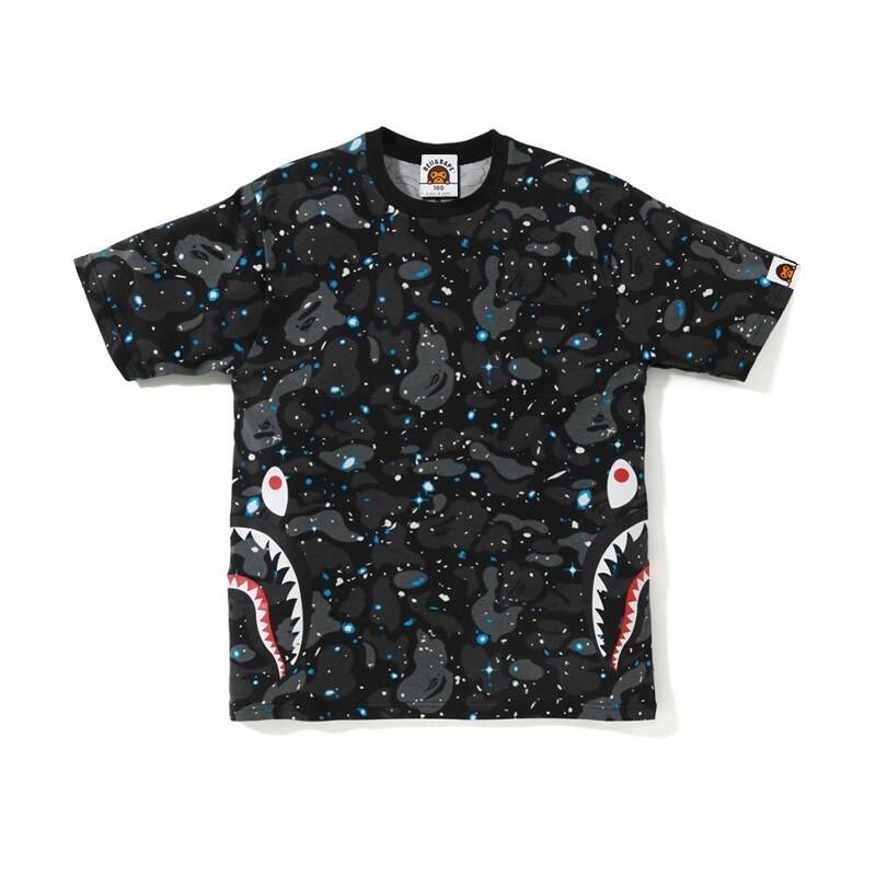 BAPE children's clothing luminous effect cartoon animation round neck loose casual baby shark short-sleeved T-shirt