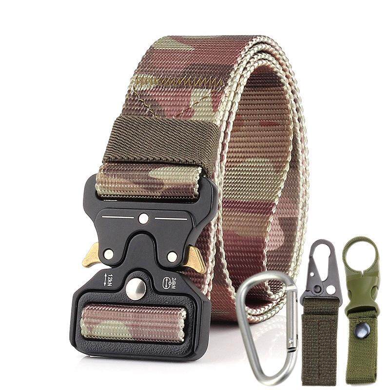 Tactical Belt Heavy Duty Webbing Nylon Belts with Cobra Metal Buckle