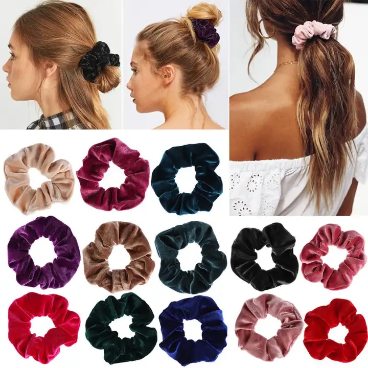 Sikong Velvet Scrunchie Elastic Hair Ties For Women Girls Rubber