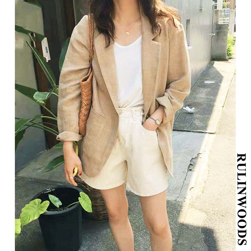 CHICCHIC [Premium Quality] Women's Linen Blazer Breathable Jacket
