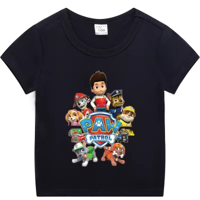 Children's T-shirt Cartoon PAW Patrol Ryder Kids Summer Short-Sleeved 3-8 Years Old Boys And Girls Scoop Neck Cotton T-shirt