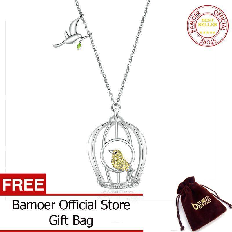 BAMOER MẠ Thiết Kế Mới chim Vàng Mặt Dây Chuyền Vương Miện Lồng dây chuyền Nữ Trang Sức Thời Trang BIN003
