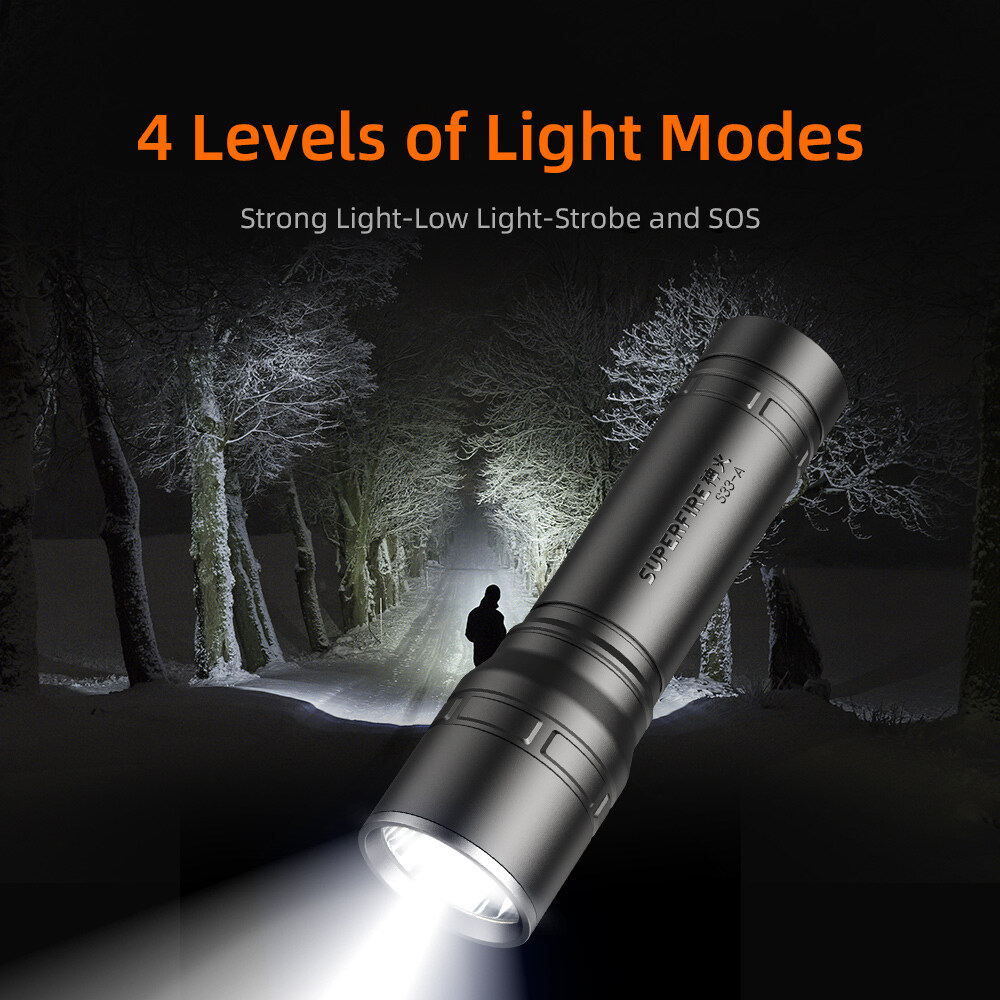 Supfire S33-C Đèn Pin Siêu Nhẹ Đèn Sạc Ngoài Trời Công Suất Cao Chính Thức Tầm Xa Siêu Sáng, Lực...