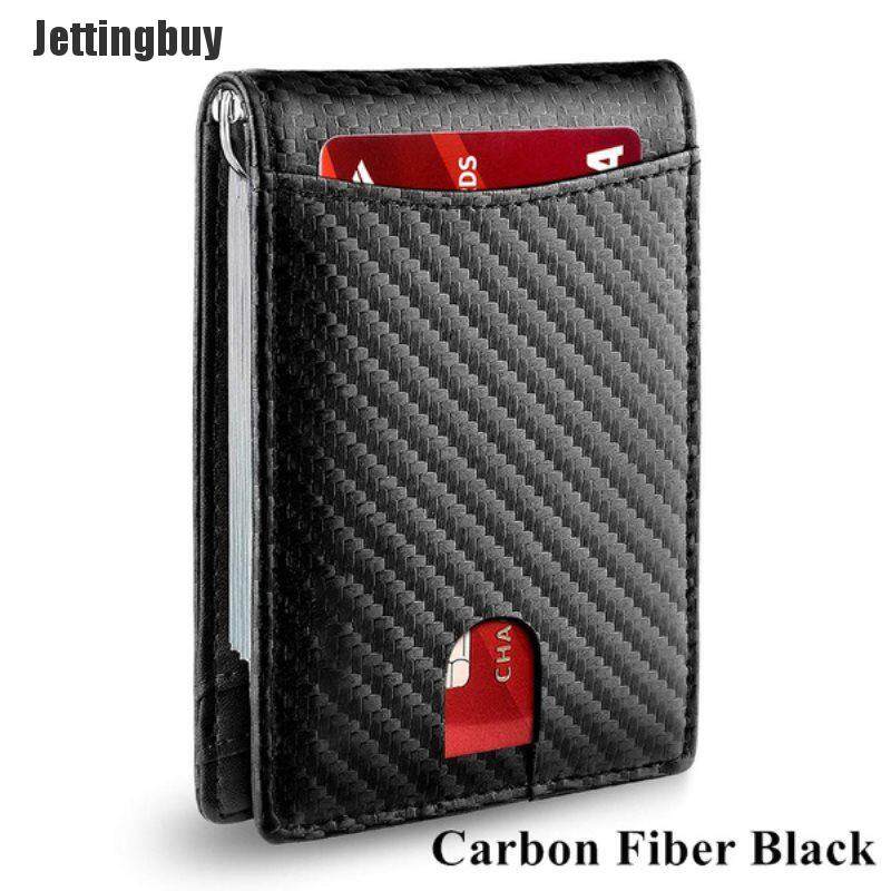 Jettingbuy Ví Mỏng Tối Giản Cho Nam Có Kẹp Tiền Túi Trước Chặn RFID Bằng