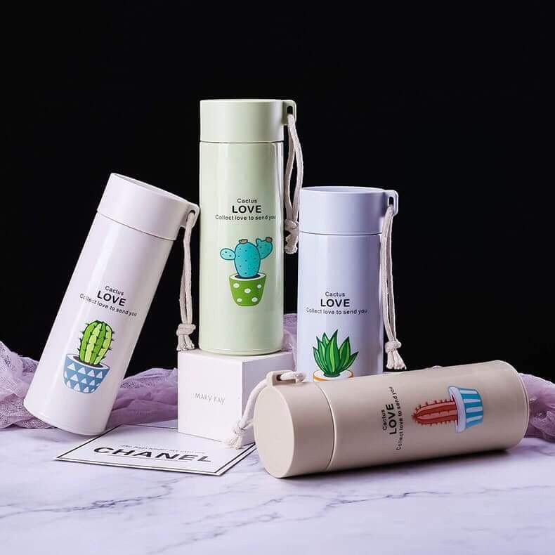 Bình đựng nước, chai đựng nước giữ nhiệt hình xương rồng 400ml