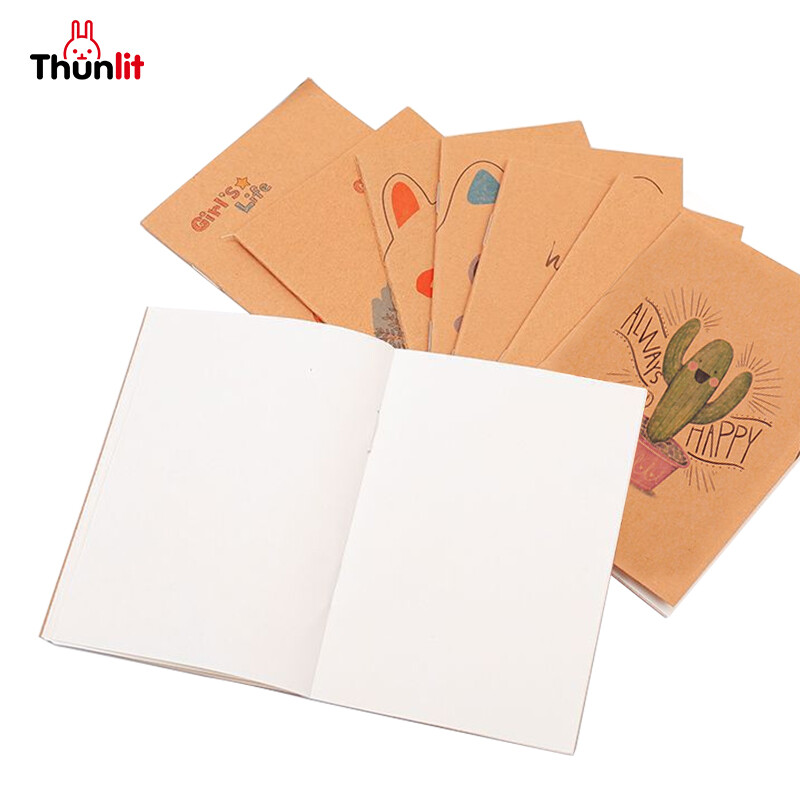 Thunlit túi nhỏ notepad trống Unlined số lượng lớn bán buôn Retro dễ thương Mini giấy kraft máy tính xách tay đồng bằng