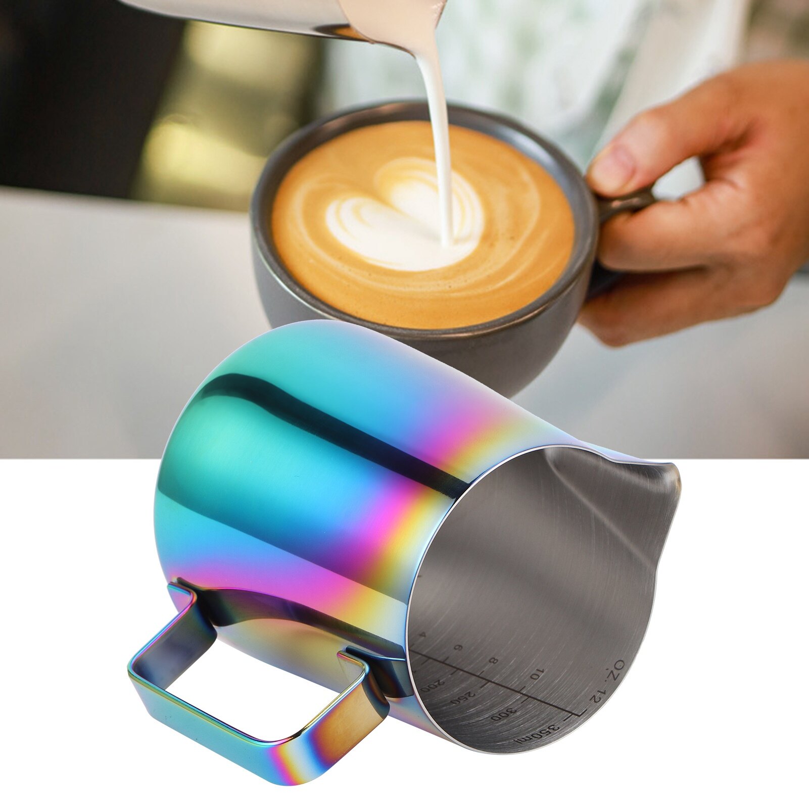Jarra Para Leche (12/20 Oz) De Acero Inoxidable – Ideal Para Latte Art Y Capuchino