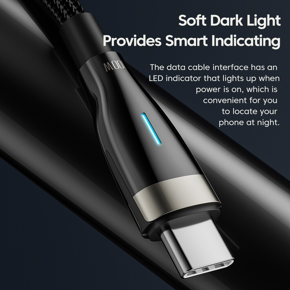 Toocki Cáp LED 100W USB C Sang Type C Cáp Sạc Nhanh PD Dây Dữ Liệu Cho Macbook Huawei Xiaomi POCO Samsung USB-C Cáp Type-C
