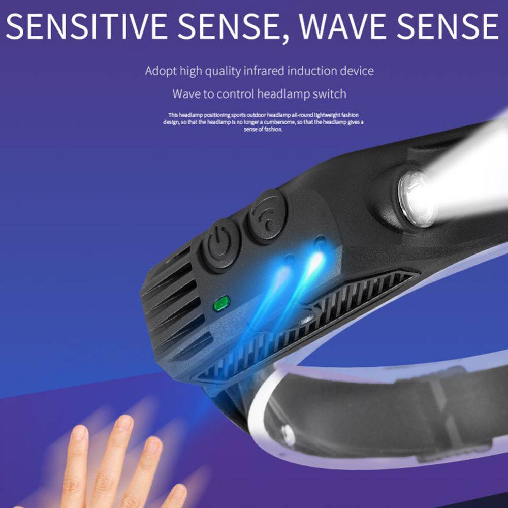 Type C Charging Head Flashlight 330LM Headlight Gesture Control Camping Searchlight LED Camping Lamp for Outdoor Camping