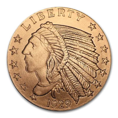 U.S. United States Incuse Indian 1/2oz 1/2 oz .999 Fine Cu Copper Round Coin (Made in United States)