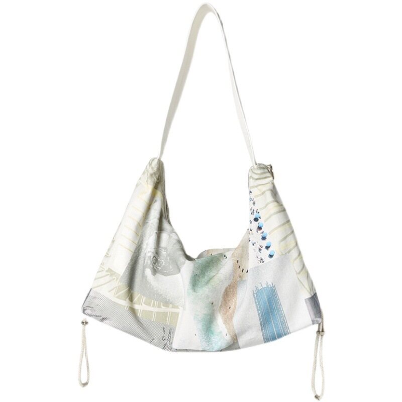 C&K Women's single shoulder bag fashion crossbody bag Korean version of large capacity printing canvas bag