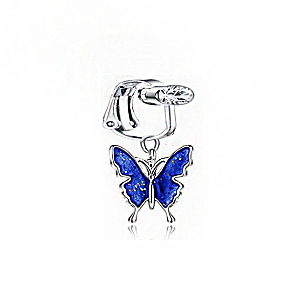 Heart Fake Belly Button Ring Jewelry Butterfly Clip Navel Ring Fake Belly Piercing Drop Dangle Body Belly Piercing