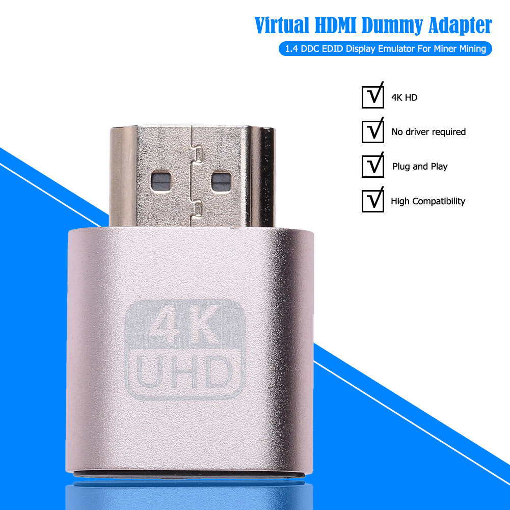 HDMI Dummy Plug Display Emulator Virtual Display DDC EDID Headless Ghost Adapter Computer Parts