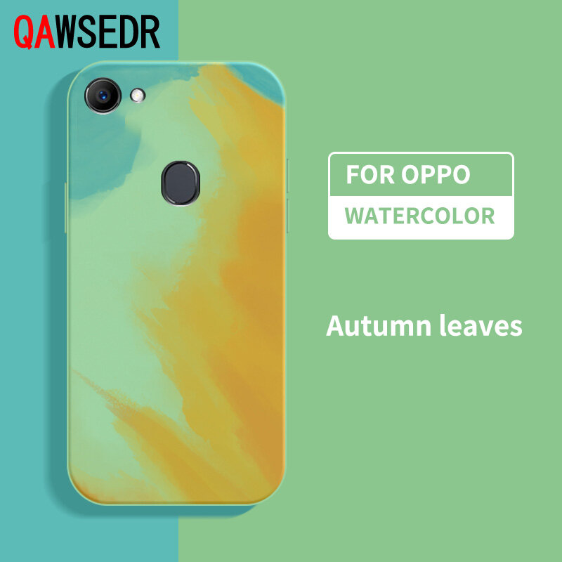 QAWSEDR Case For OPPO F7 Watercolor Straight Square Edge Carema Protection Full Coverage Silicone Shockproof Phone Casing Soft Phone Case Square Cover