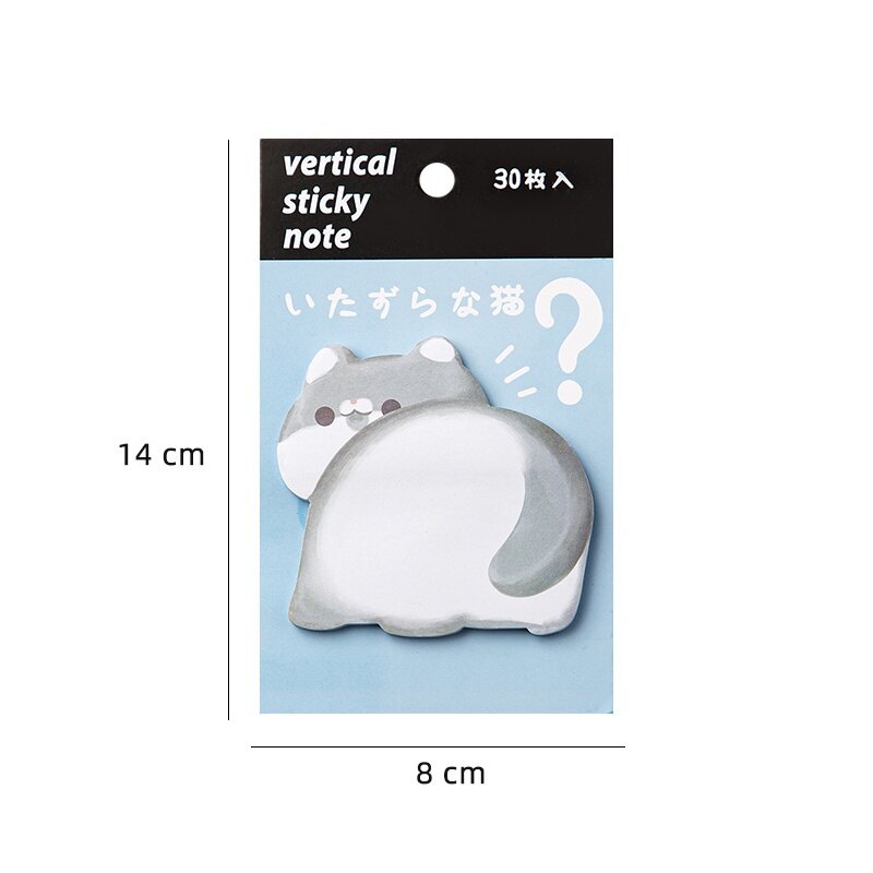 30 Sheets Cute Cartoon Pet Butt Shape Sticky Notes Student Tearable Memo Pad