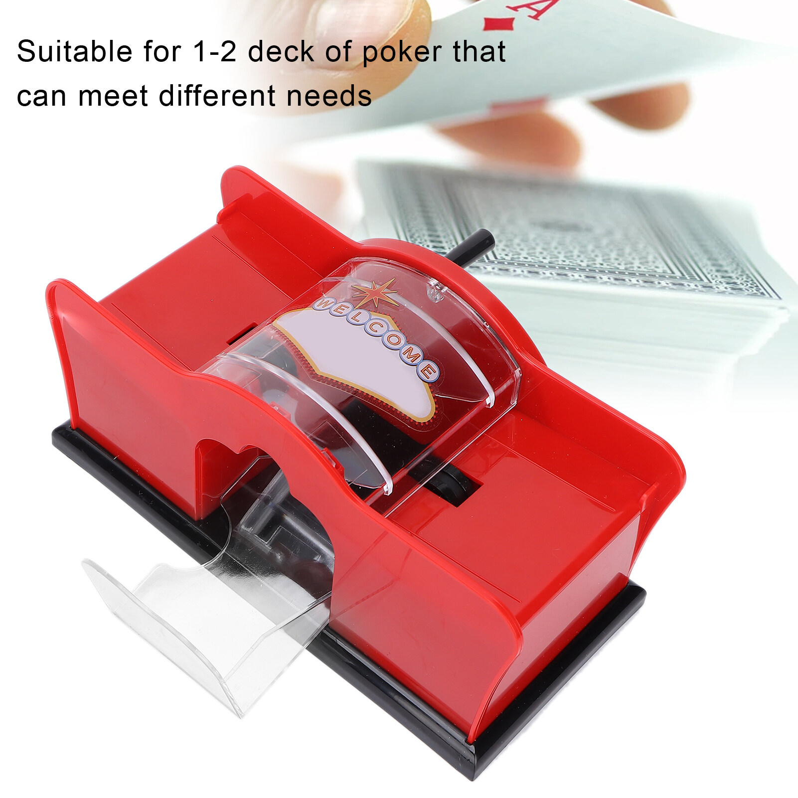 Manual Card Shuffler Poker Playing Card Casino Card Shuffling Machine red Manual Shuffler Tool for Playing Cards 1‑2 Deck Manual Card Mixer 