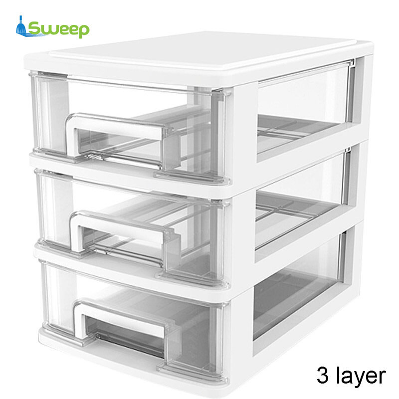 【Ready Stock】Plastic Desktop Drawer Transparent Sundries Small Objects Storage Case Organizer