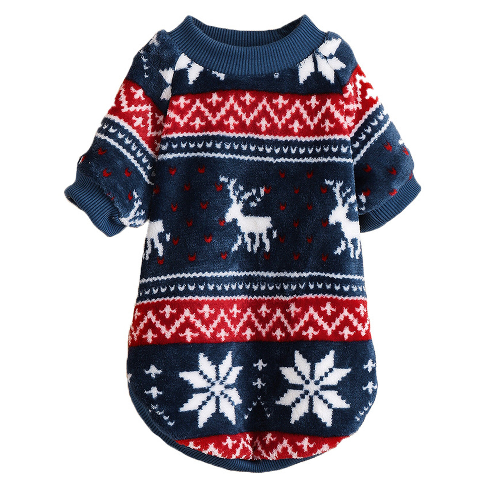 Huanhuang® Pet Clothes Creative Pattern Wear Resistant Polyester Elk Snowflake Print Dog Sweater Winter Clothing for Outdoor