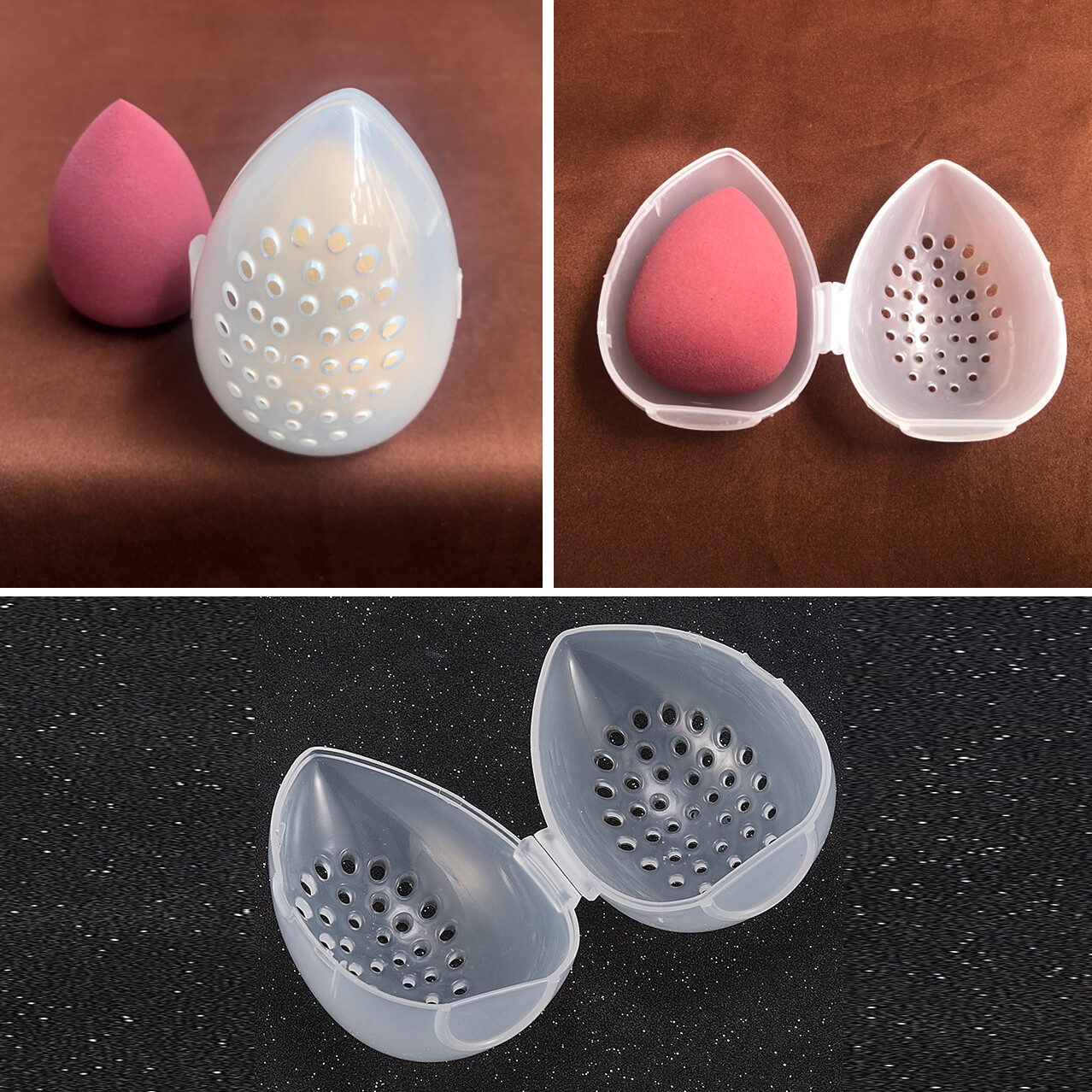 WOOLOVE Beauty Sponge Storage Case Makeup Sponge Holder Empty Egg Shaped Transparent Breathable Drying Box