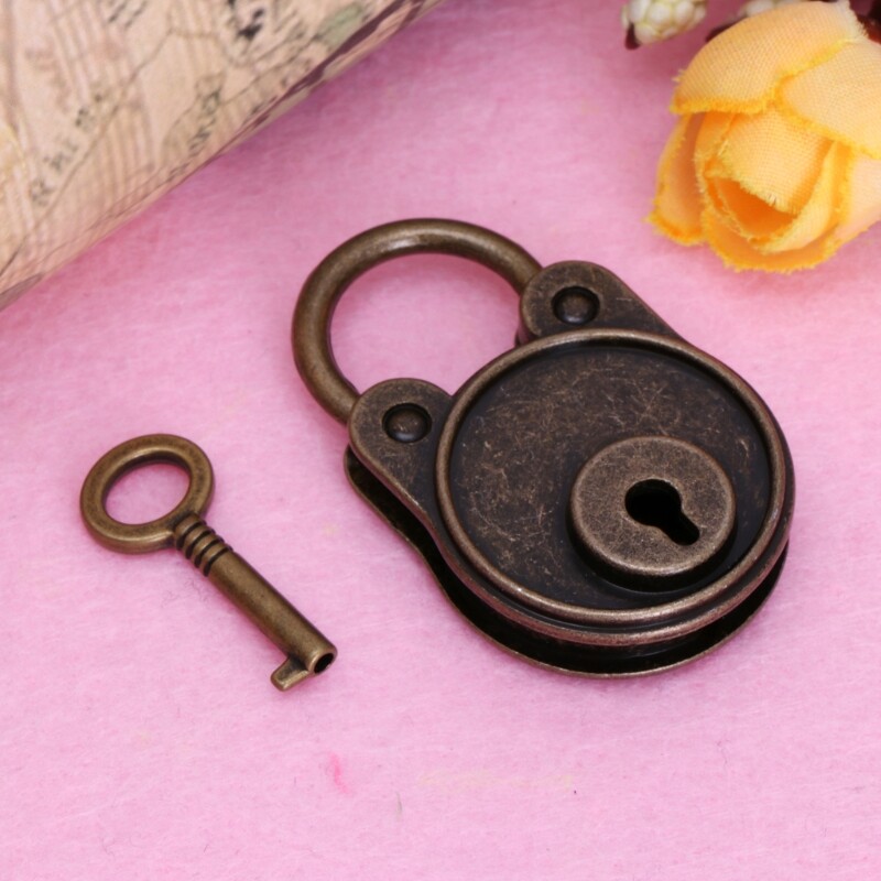 New Bear Vintage Cũ Phong Cách Cổ Mini Archaize Khóa Móc Chìa Khóa Với Chìa Khóa
