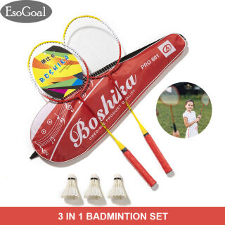 EsoGoal 3 In 1 Badminton Set Household Durable Badminton Racket Professional Beginner Practice Badminton Racket with 3 Balls and Storage Box for Home Outside Gym thumbnail