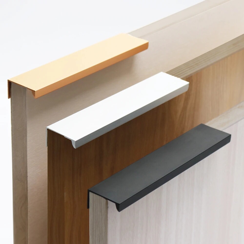 Black Hidden Cabinet Pulls Aluminum Alloy Kitchen Cupboard Handles Drawer Knobs Furniture Handle Bedroom Hardware