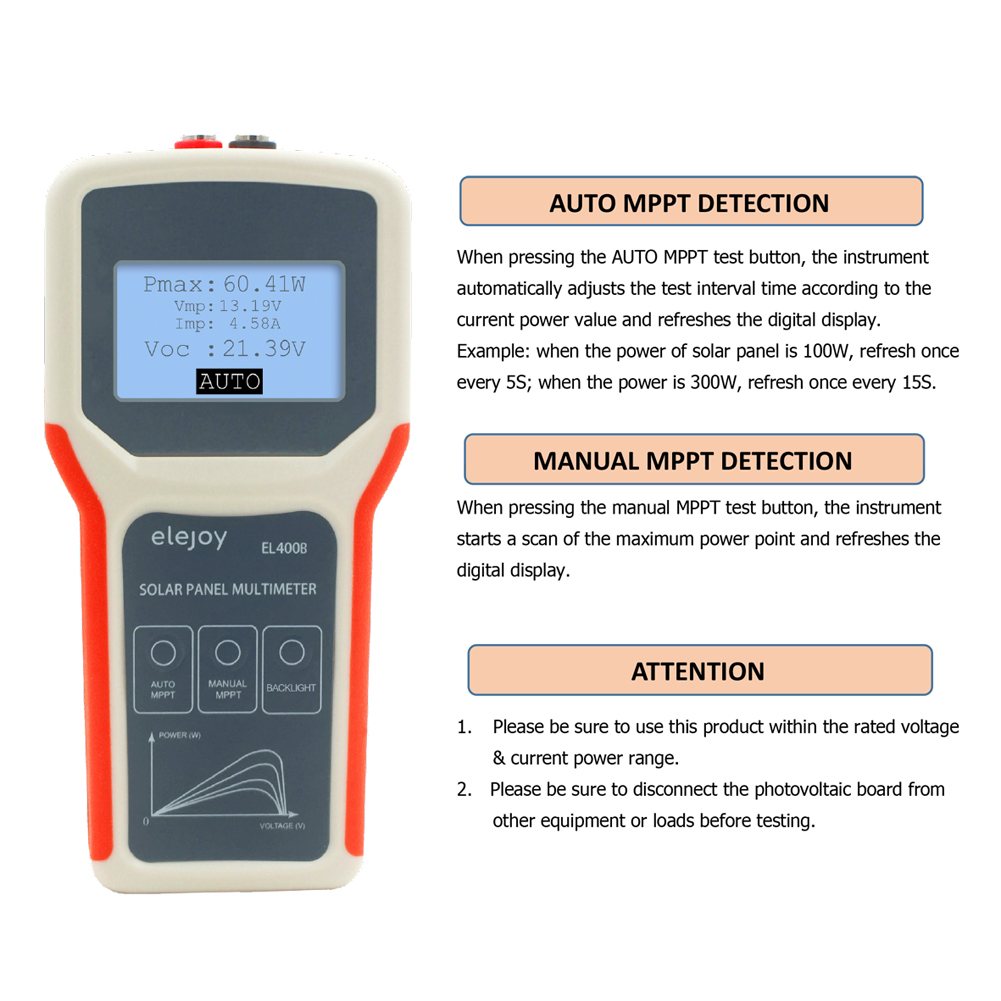 Smart Sensor Đồng Hồ Vạn Năng Bảng Quang Điện Cầm Tay Tiện Dụng Máy Kiểm Tra MPPT Bảng Năng Lượng Mặt Trời Tự Động/Thủ Công Với Màn Hình LCD Đèn Nền Công Cụ Kiểm Tra Điện Áp Mạch Mở Nhiều Biện Pháp Bảo Vệ An Toàn