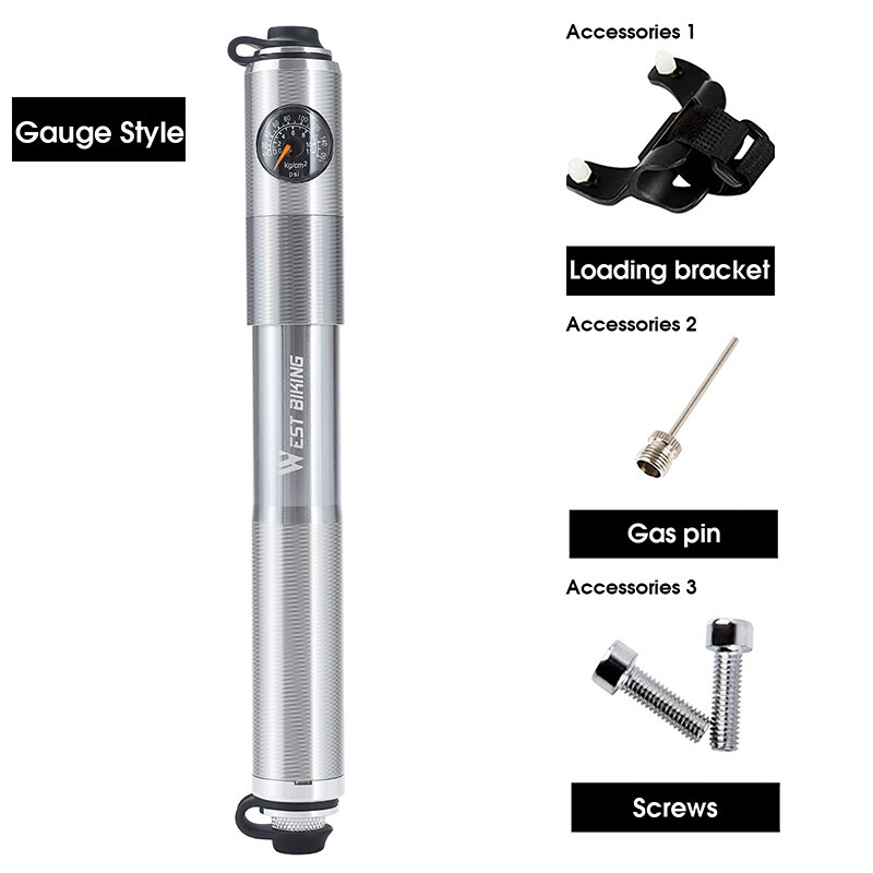 WEST BIKING Portable Bike Pump Gauge High Pressure Hand Pump Inflador Bicicleta Bike Accessories Schrader & Presta Bicycle Pump