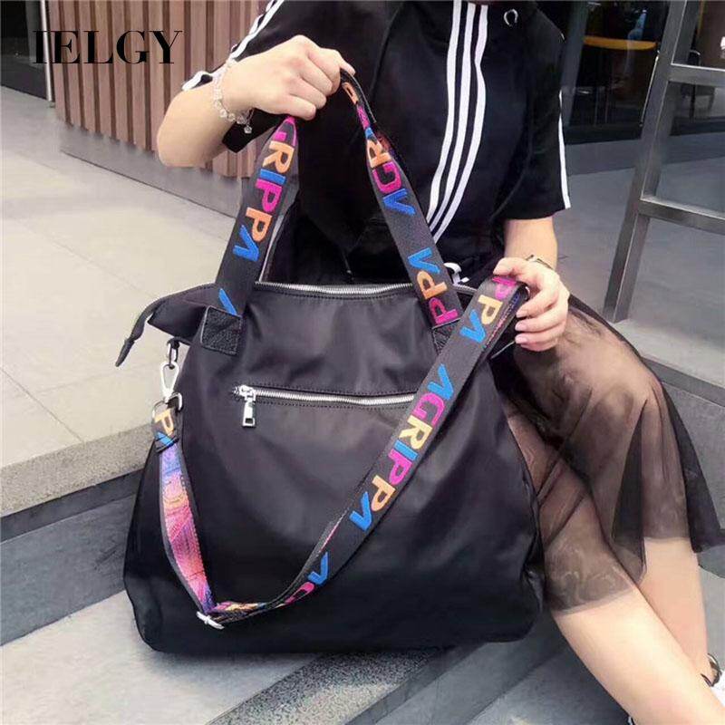 IELGY Woman's bag Black Versatile Travel Simple Short distance Large capacity Portable Korean version Oxford