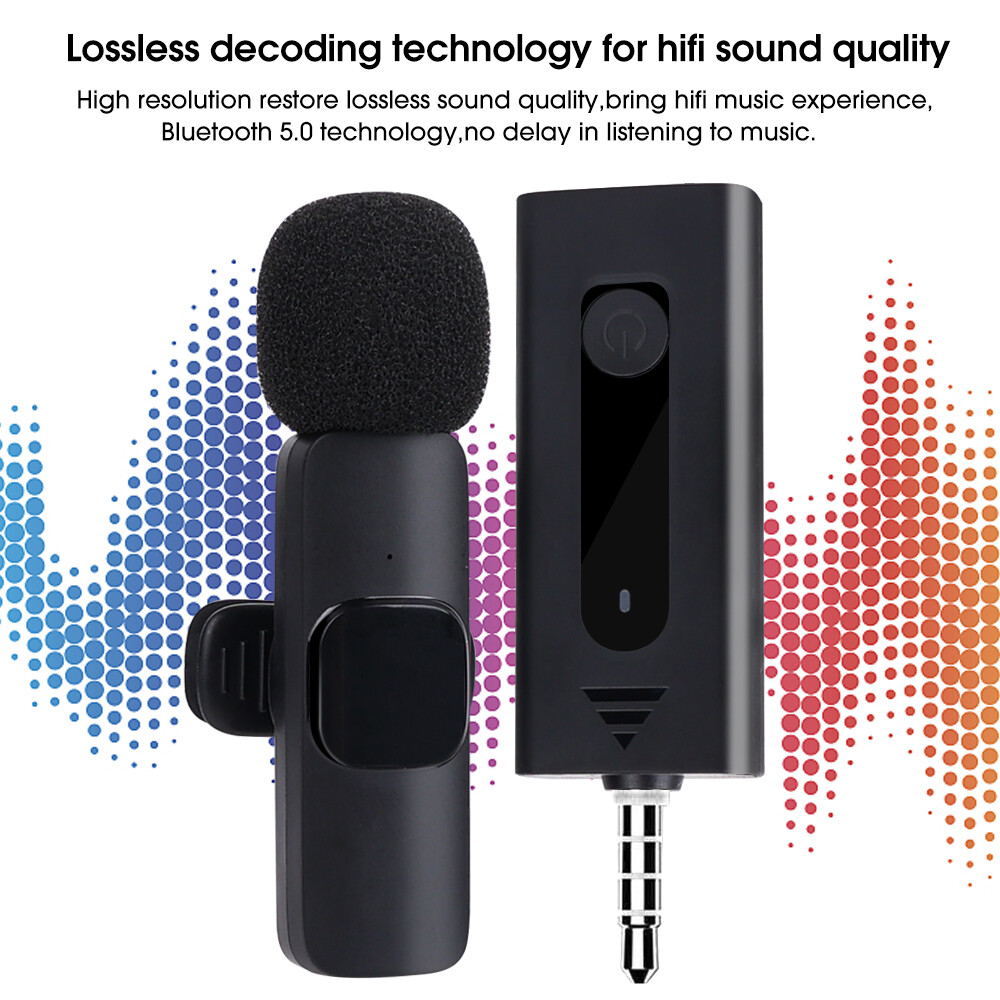 3.5Mm Ban Đầu Không Dây Micro dây chuyền Bluetooth 5.0 micrô ghi âm Cho Máy Ảnh Loa Điện Thoại thông minh Phát Sóng Trực Tiếp Ve Áo Microphone