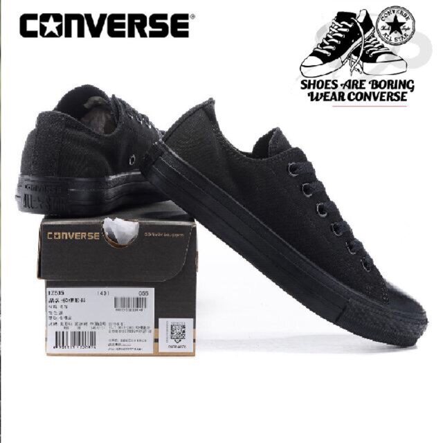 Converse Classic All Star Chuck Black Canvas Shoe/ Kasut Sekolah Hitam All Black  Converse 