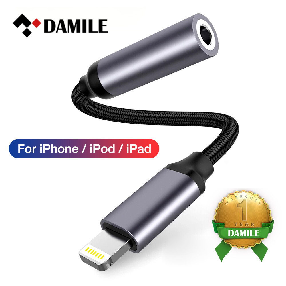 DAMILE Lightning to 3.5mm Adapter For iPhone Lightning to 3.5mm AUX Lightning Cable Adapter For iPhone 13 12 Pro Adapter iPhone Cable Headphone Connector Mini Audio Splitter for iOS 14 Above Adapter 10UL