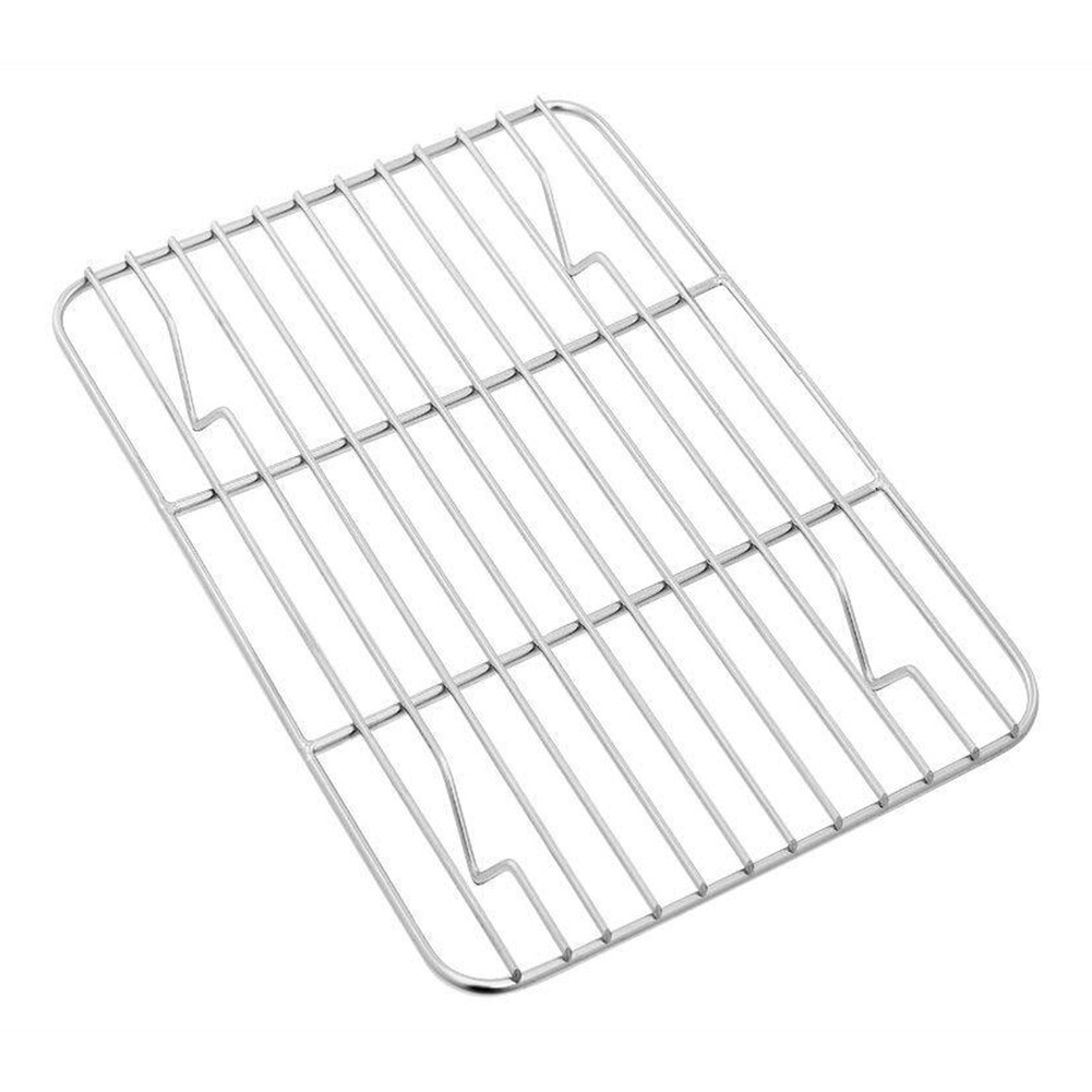 JAREDQ Stainless Steel Rectangular Shape Grill Cookie Baking Bread Cakes Oven Pan Non-stick Tray Plate Oil Control Tray With Grid Rack Kitchen Gadget