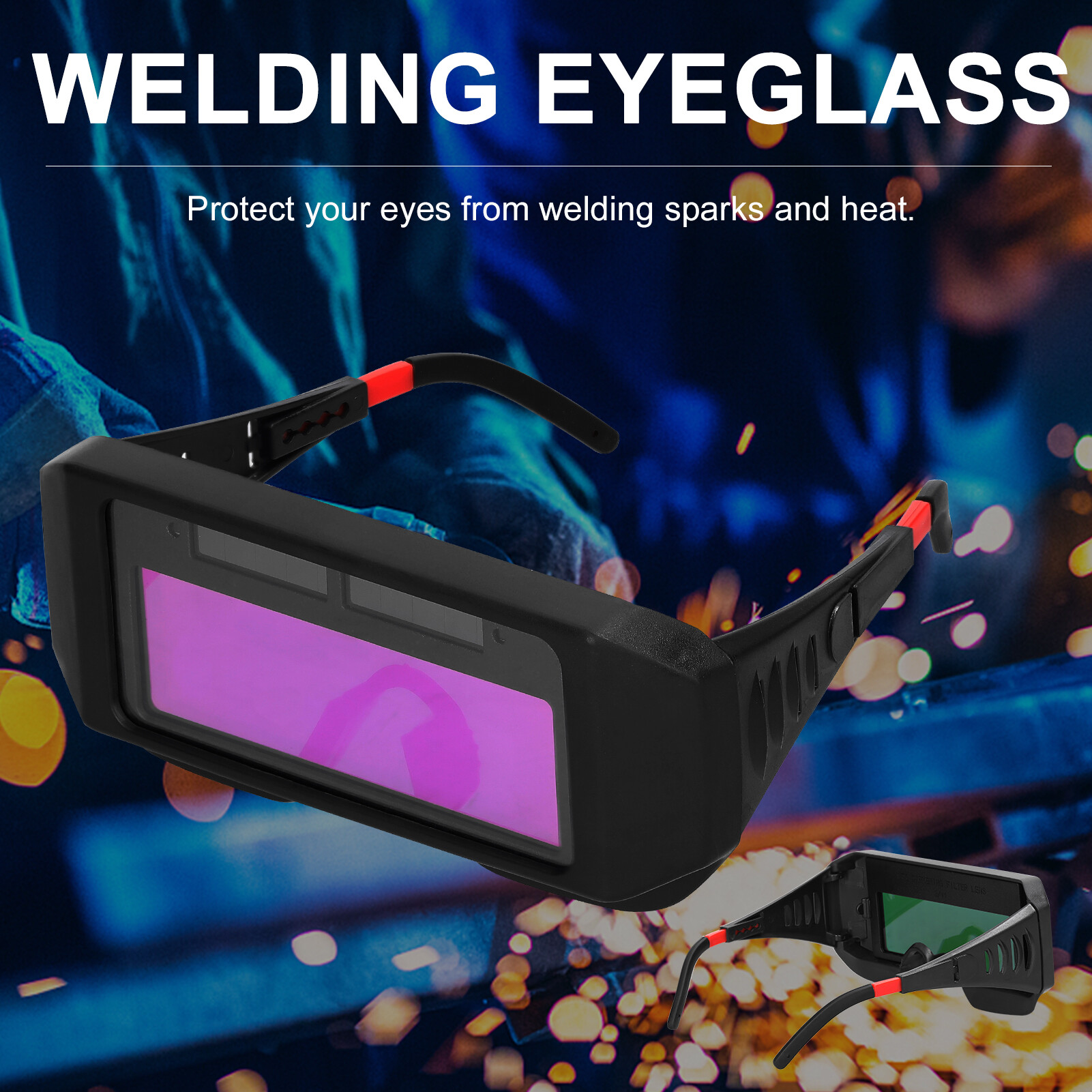 KKmoon Solar Power Automatic Dimming Welding Glasses HeadMounted Welding Eyeglass Welding Argon Arc Welding Glasses Protective Welding Eyeglass