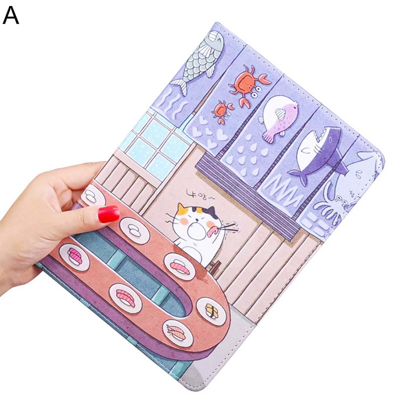 Tanjiaxun Tablet Protective Case Anti-fall Clear Printing Faux Leather Tablet Cover Folding Stand for iPad Mini 6 Tablet Protective Case