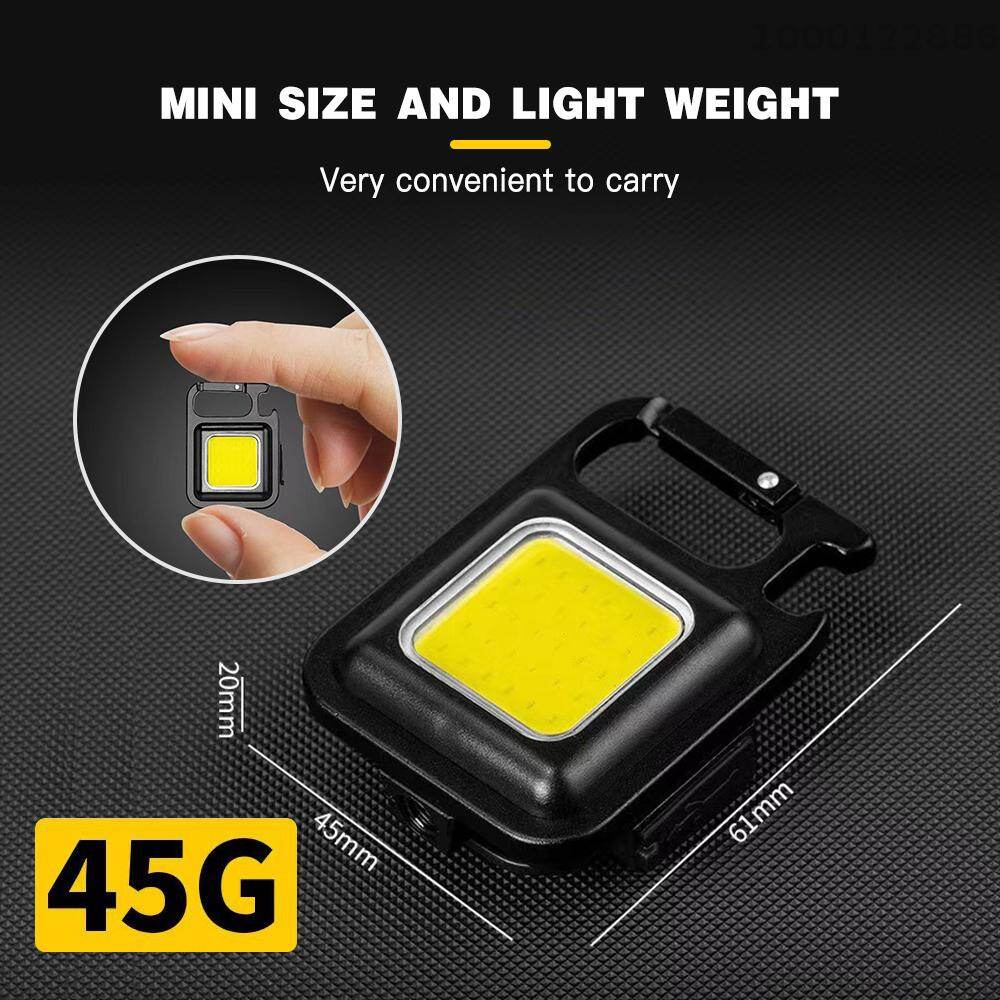 KKmoon Portable Mini flashlight rechargeable USB LED Work Light Keychain Light Lamp with Bottle Opener for Outdoor Emergency Camping Hiking Fishing