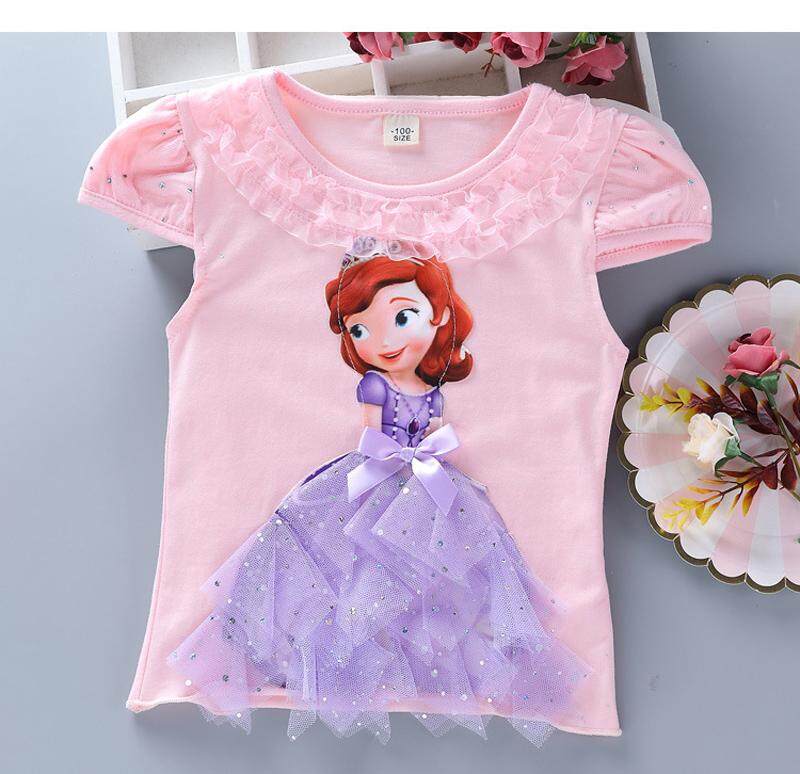 Toddler Baby Girl Kid Clothes Cotton T-Shirt Blouse Birthday Lace Top Tee Outfit