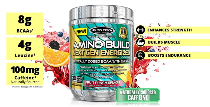 MuscleTech Amino Build Next Gen Energized 30 Servings - Post Workout Amino  Acids Glutamine BCAAs Instant Muscle Recovery |