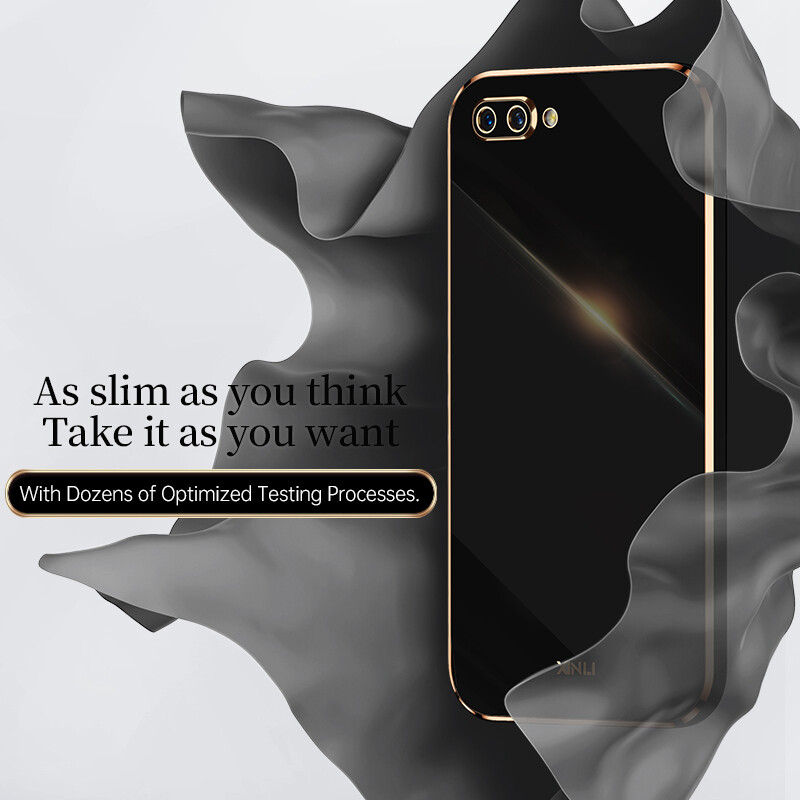 AnDyH Ốp Điện Thoại Mạ Cho OPPO A3S A12E Realme C1 Ốp Bảo Vệ Máy Ảnh Chính Xác Ốp Viền Thẳng Sang Trọng