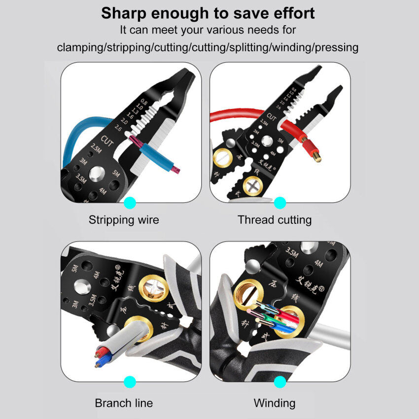 Wire Stripper Iron Copper Wire Cutter Cable Cutter Wire Crimping Pliers Clamper Splitting Winding Electrician Tool