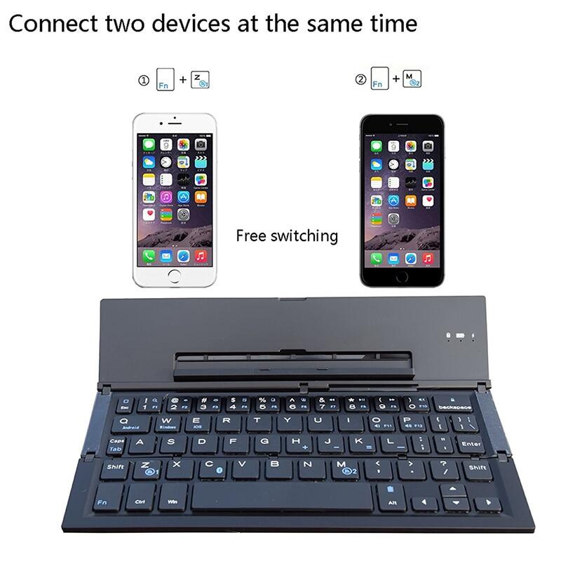 JOMAA Folding Bluetooth Keyboard Foldable Bluetooth wireless Keyboard Folding keyboard Compatible Rechargeable Bluetooth Keyboard wireless Keyboard, Ultra-thin Portable Gaming Keyboard, For PC / Mac / Laptop / Business Office and Home helper
