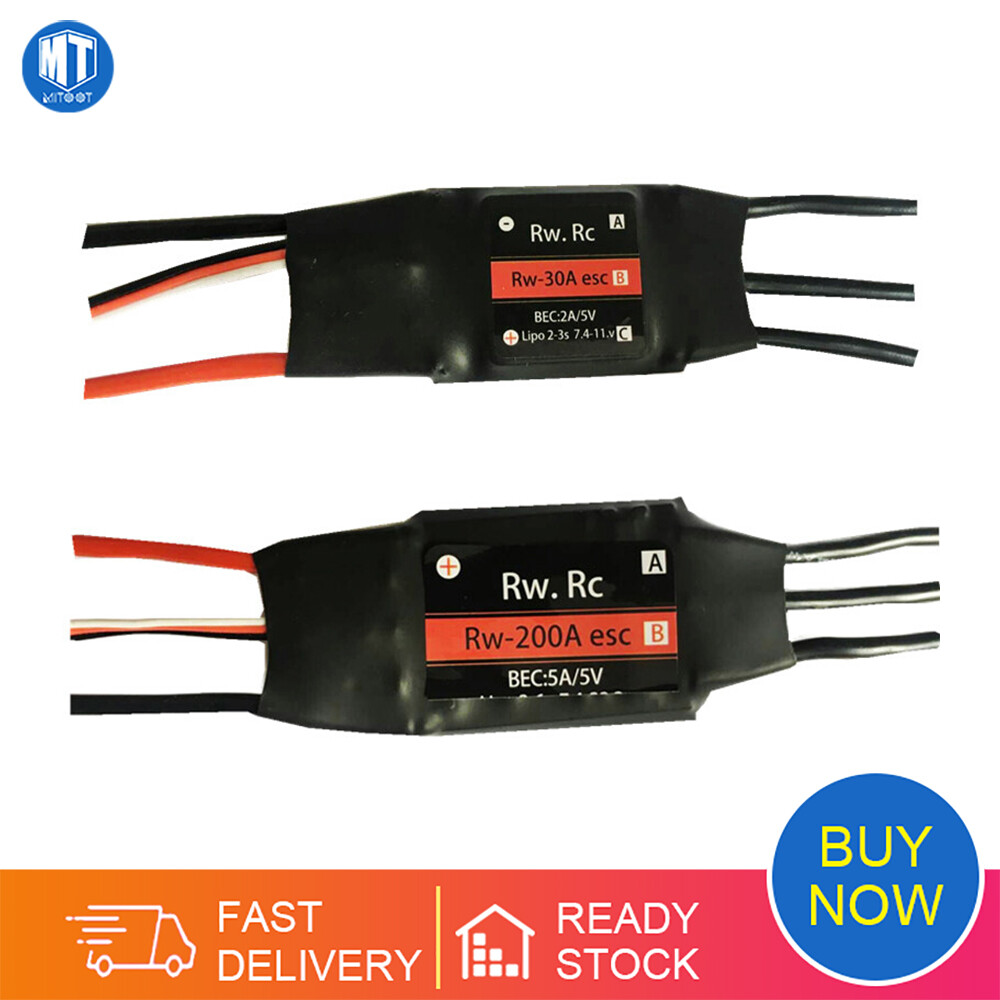Rw.rc 2-6s 30a/50a/70a/125a/200a esc 5v/2a 5v/5a ubec brushless speed controller esc for rc car boat