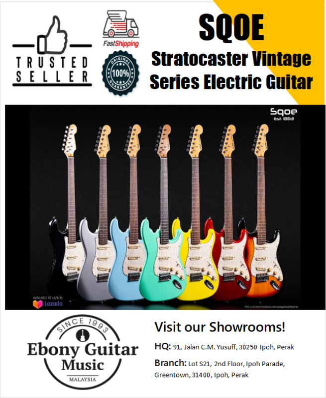 Sqoe SEST200 Stratocaster Vintage Electric Guitar Malaysia