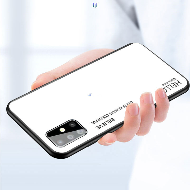 For Samsung Galaxy M51 Shockproof Gradient Tempered Glass Casing Protective Back Case Cover