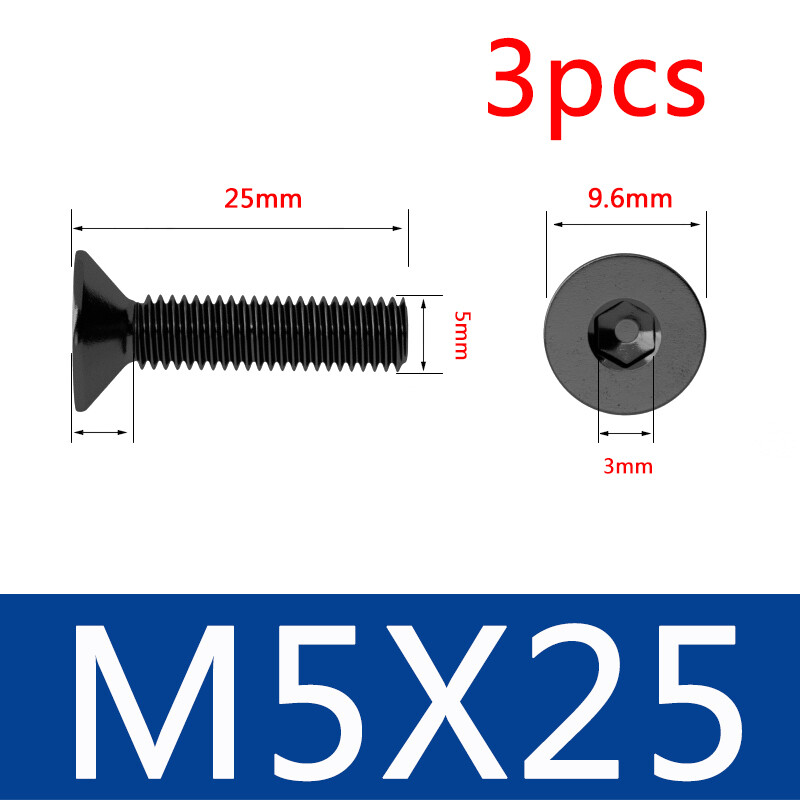 M3 M4 M5 Black 304 Stainless Steel Flat Countersunk Head Hex Socket Screw Flat Head Hexagonal Bolt