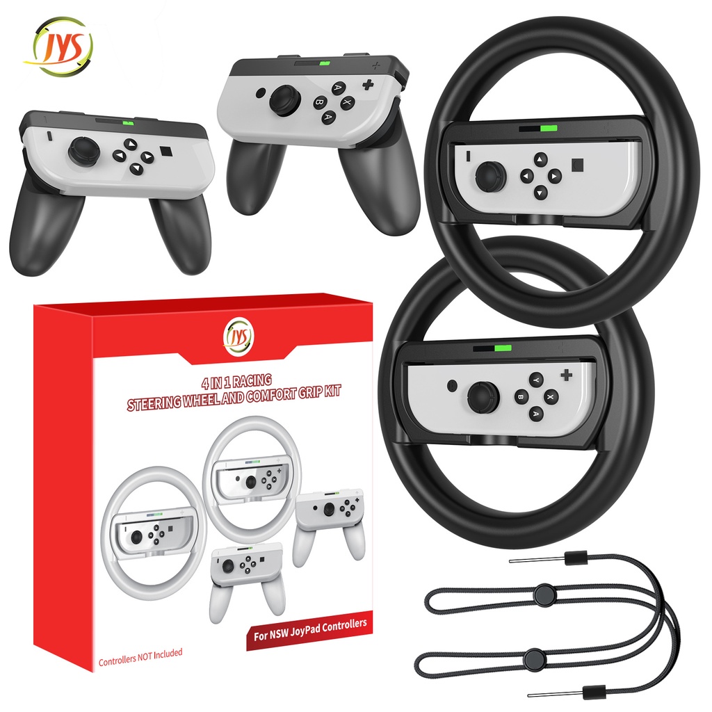 For nintendo switch & switch oled mario kart steering wheel + 3 in 1 joycon hand grip set