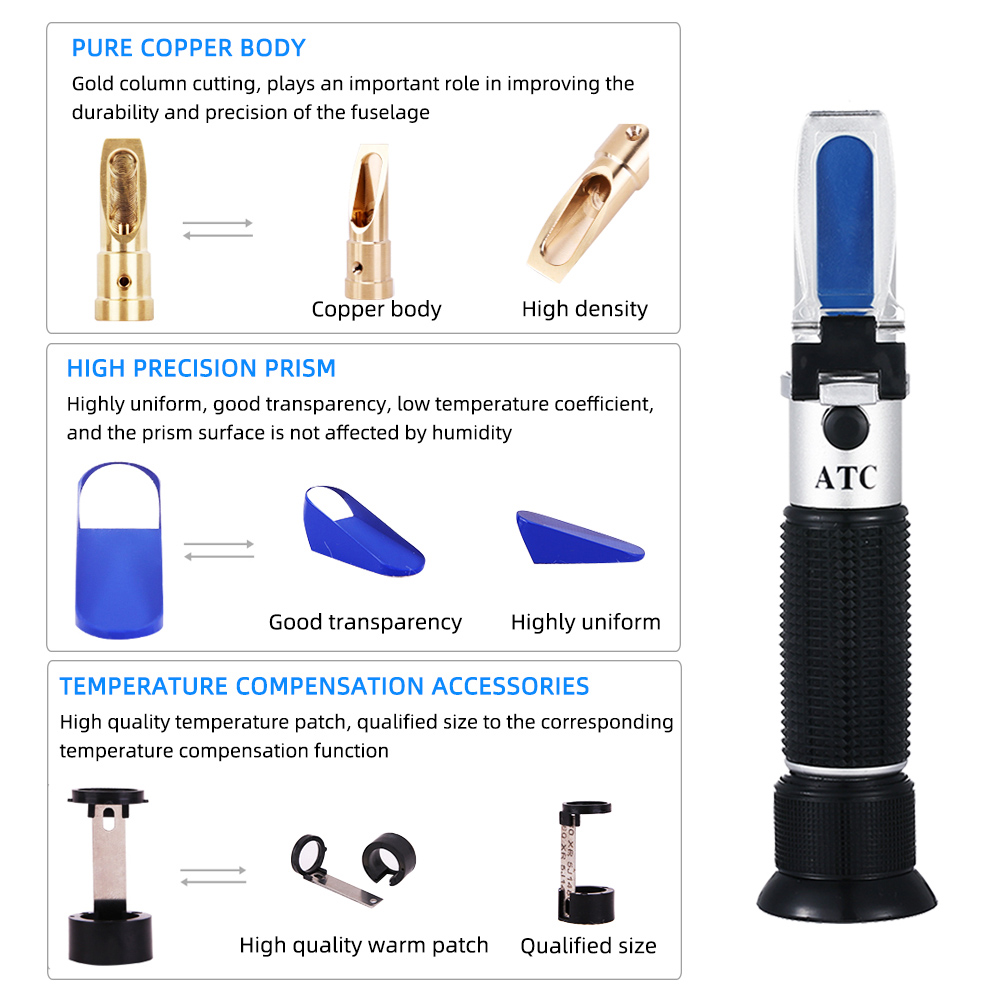 Handheld Salinity Refractometer 0-100‰ 1.000-1.070SG Auto Temp Compensation Salinity Tester for Seawater Aqaurium Fishkeeping