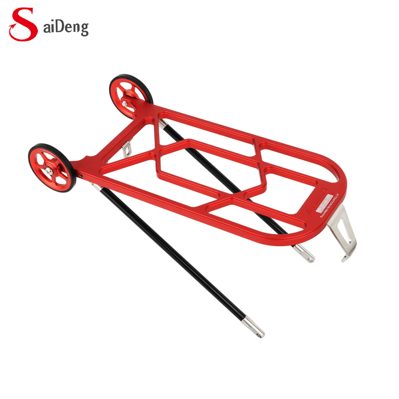 Folding Bike Rear Rack With Wheels High-strength Aluminum Alloy Luggage ...