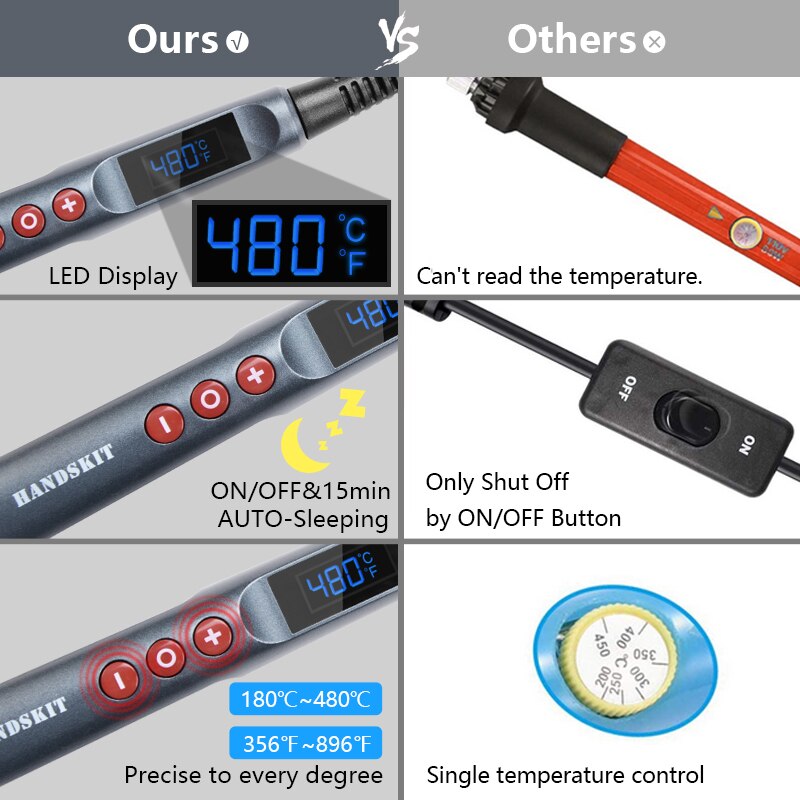 100W/200W Digital Electric Solde Iron Kit Set Temperature Adjustable 110V/220V Ceramic Heater Welding Solder With 4 Tips